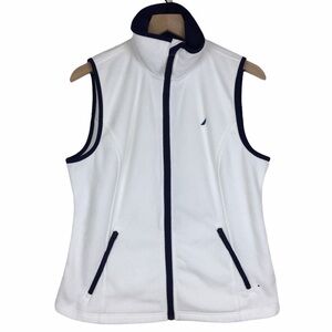 NAUTICA Vest Fleece Full Zip Sleeveless Navy Classic Preppy Minimalist Large